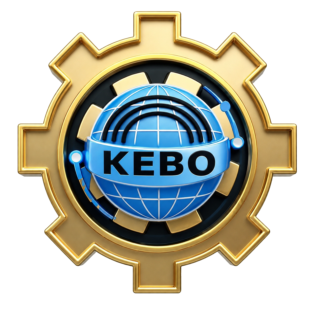 Kebo International 3D Gold Gear Logo